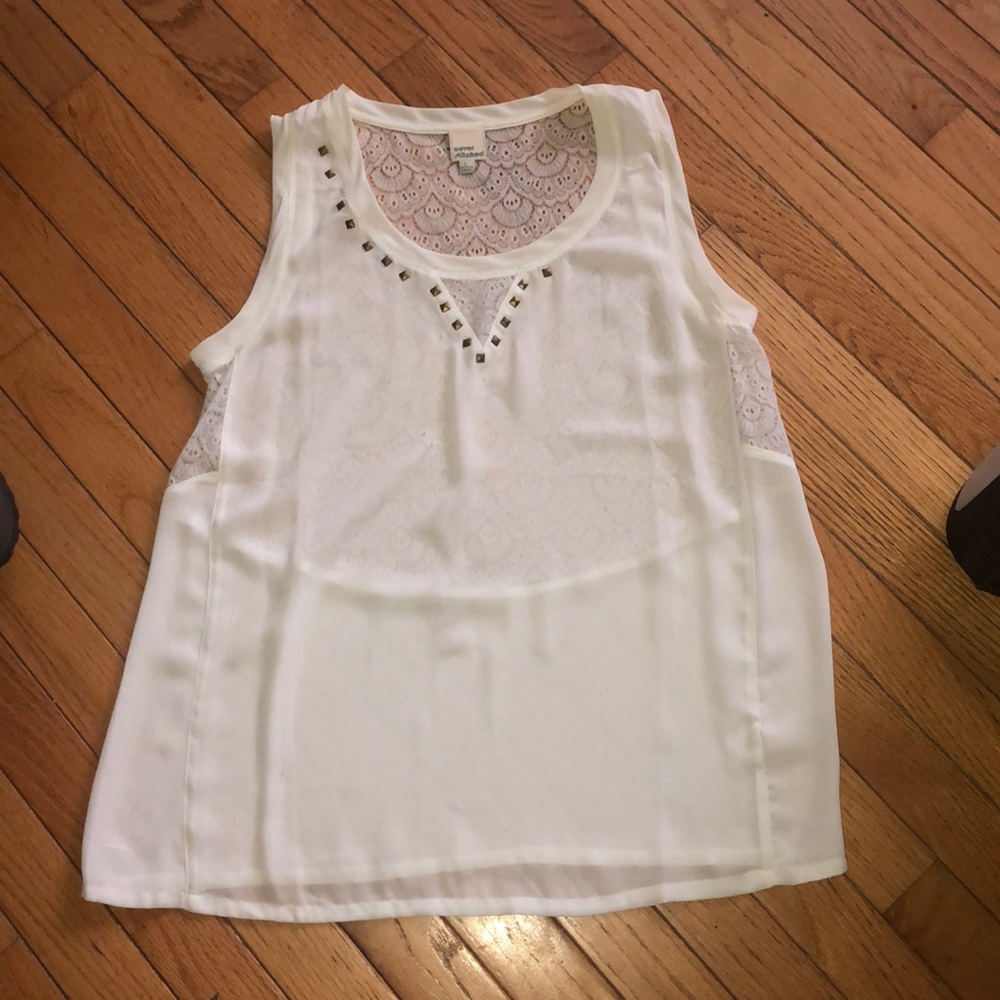 Off White Cover Stitched Top